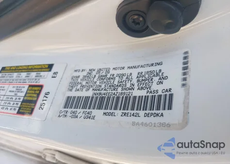 2010 Toyota Corolla Le z USA, uszkodzony, nr VIN 1NXBU4EE2AZ189121